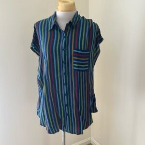 New! Torrid SZ 0/L navy multi striped top.